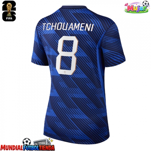Camiseta Francia Aurelien Tchouameni #8 Primera Equipación Replica Mundial 2026 para mujer mangas cortas